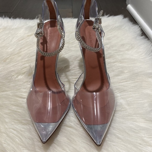 New Amina Muaddi Ursina Crystal pointed toe‎ clear pump size 40EU - Picture 13 of 15